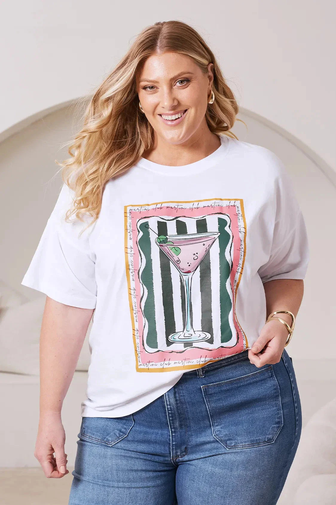 Martini Oversized Graphic T-Shirt White