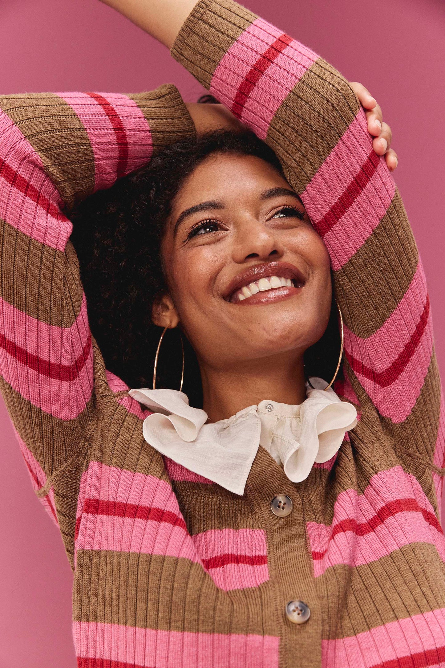 CARDIGAN WALTER RAYÉ FRAMBOISE