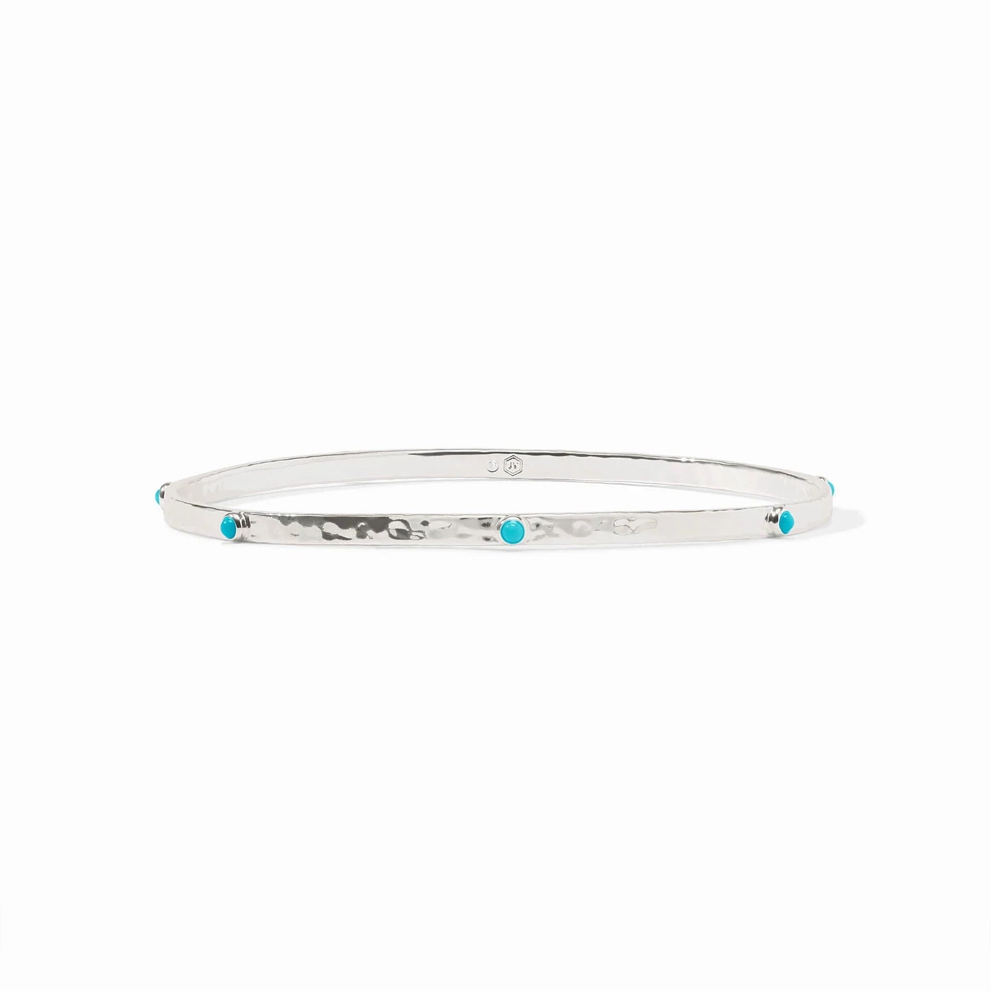 Crescent Stone Bangle - Silver Turquoise Blue M