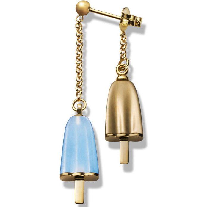 AMBROSINI JEWELS - ORECCHINI doppi ARGENTO 925° ghiacciolo finitura rosé pietra azzurra