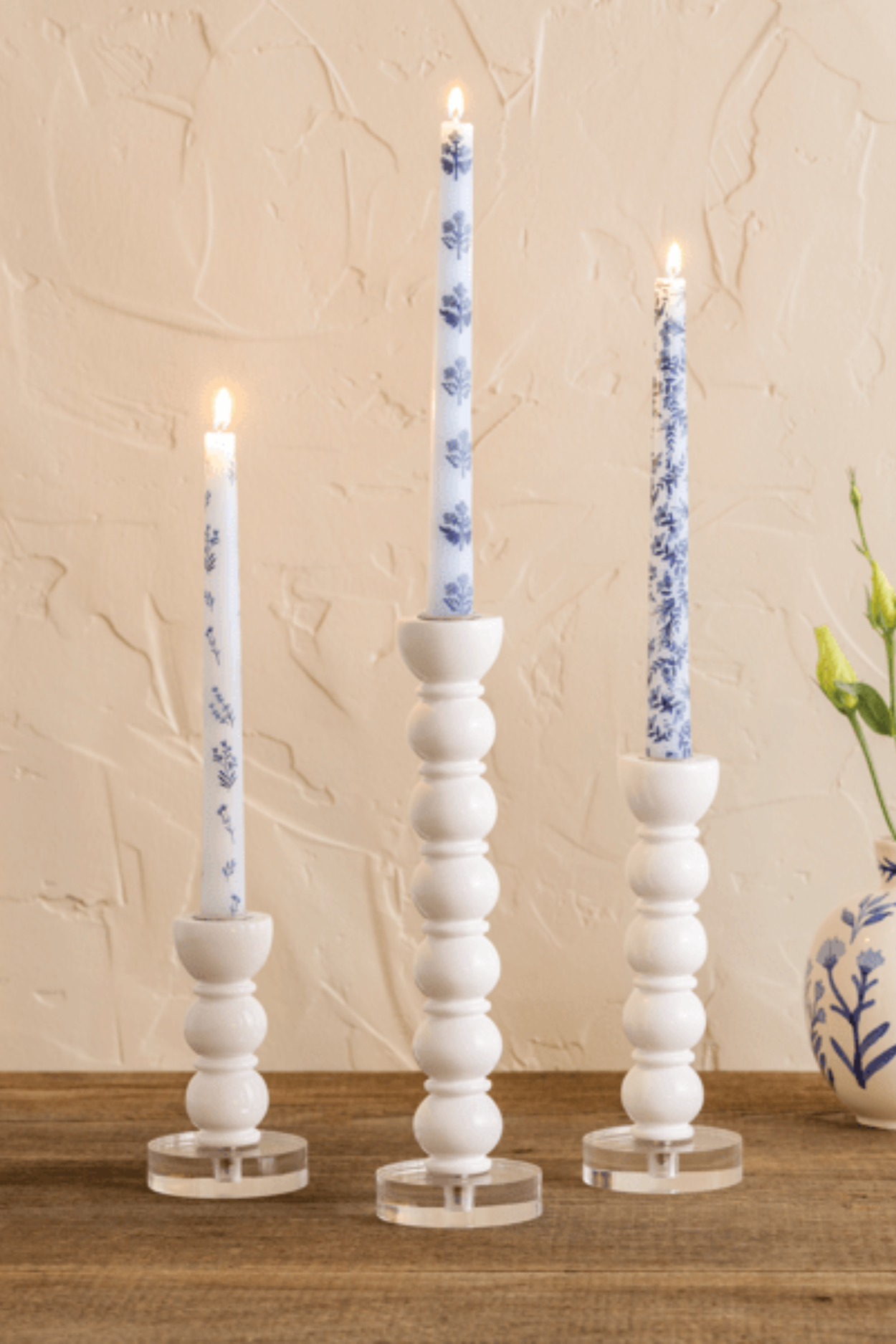 Small White Bauble Taper Holder