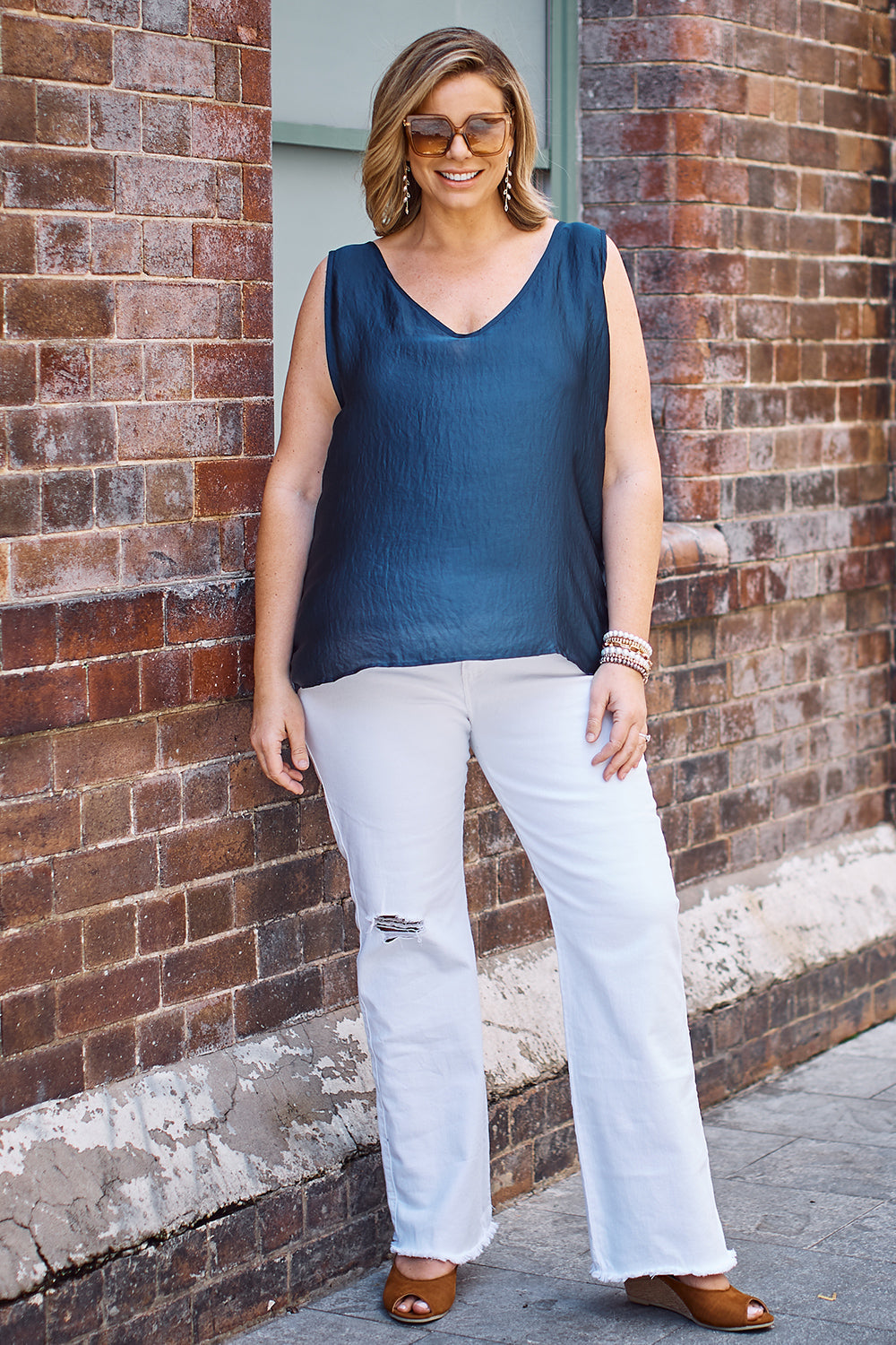 Zoe Sleeveless Top Navy