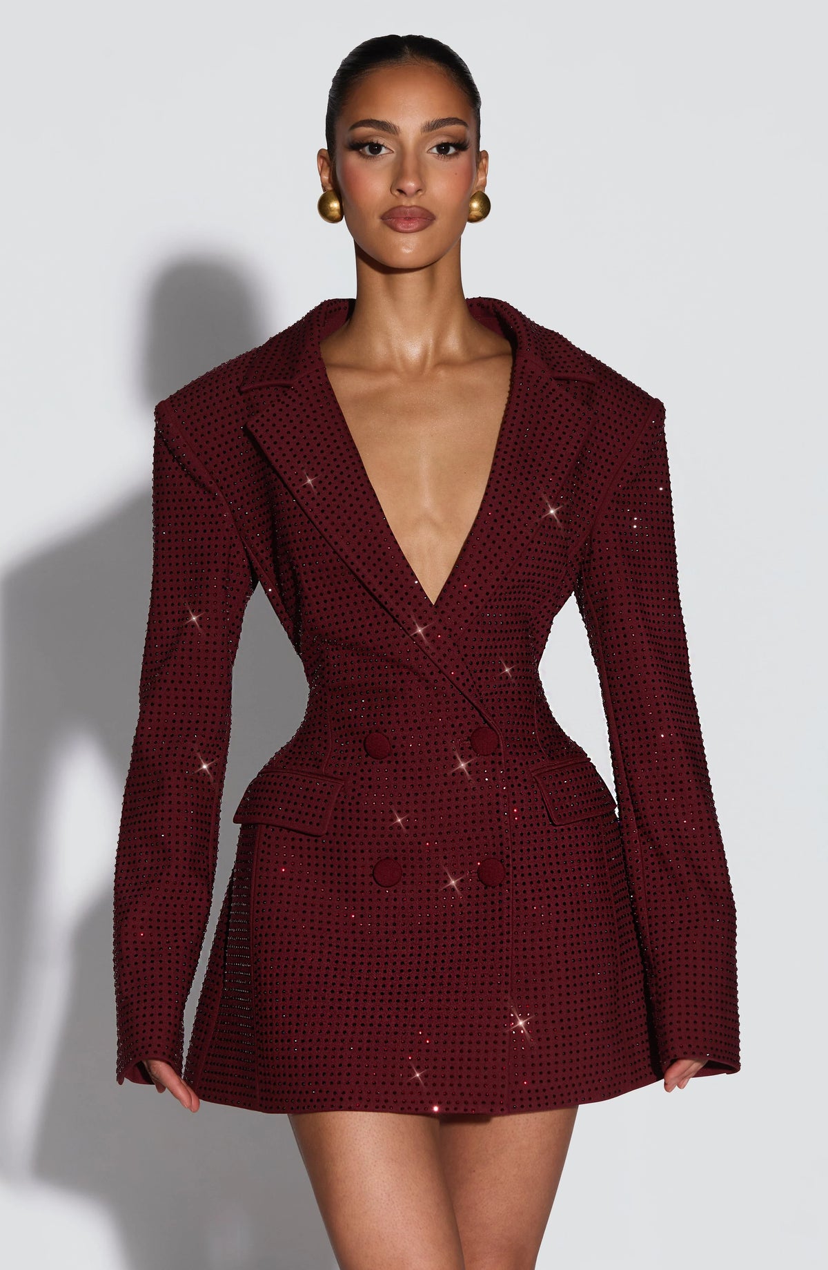 Elvira Mini Dress - Burgundy Sparkle