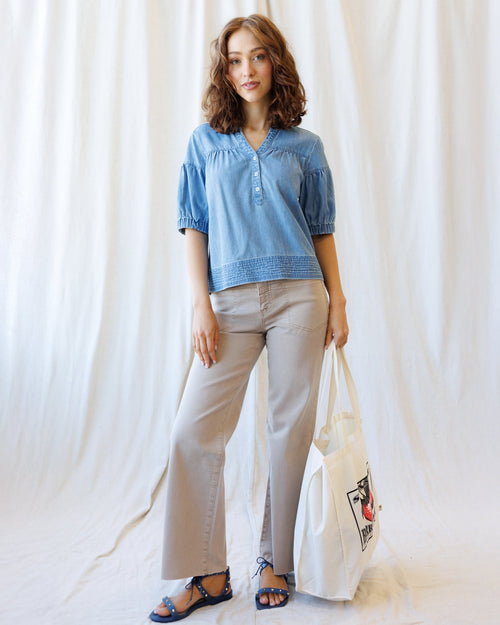 High-Rise Wide Leg Ankle Front Yoke