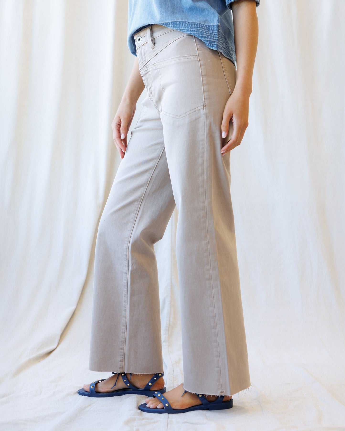 High-Rise Wide Leg Ankle Front Yoke
