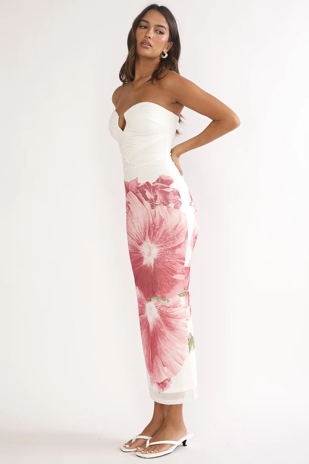 Lahita Strapless Midi Dress Hibiscus Fuchsia