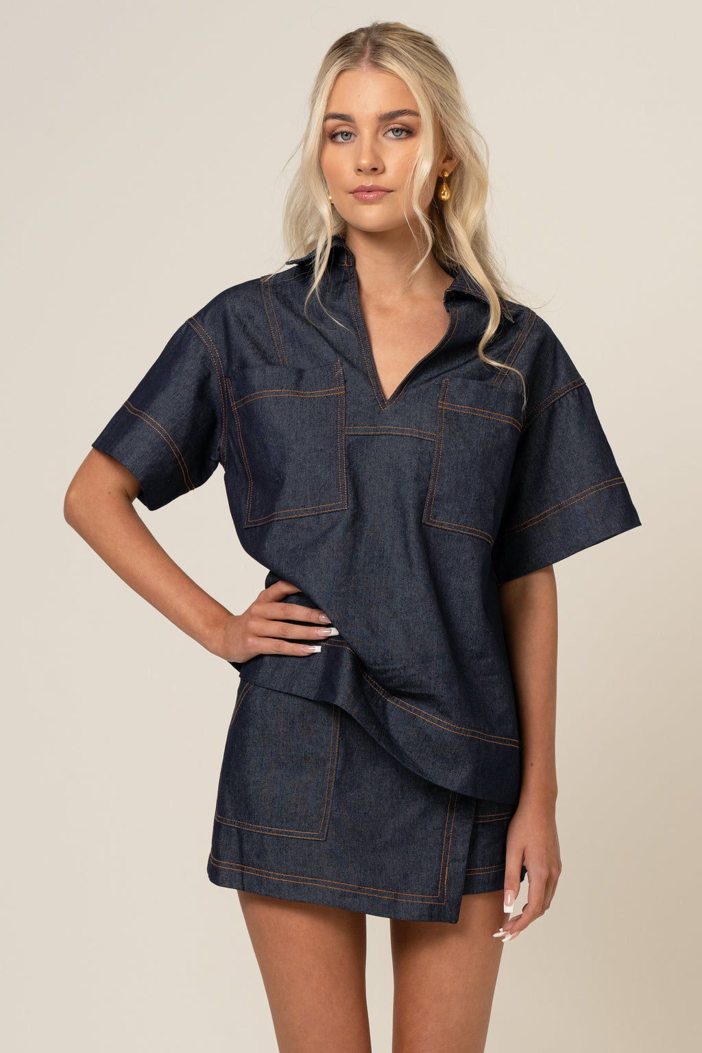 Indigo Blue Denim Top