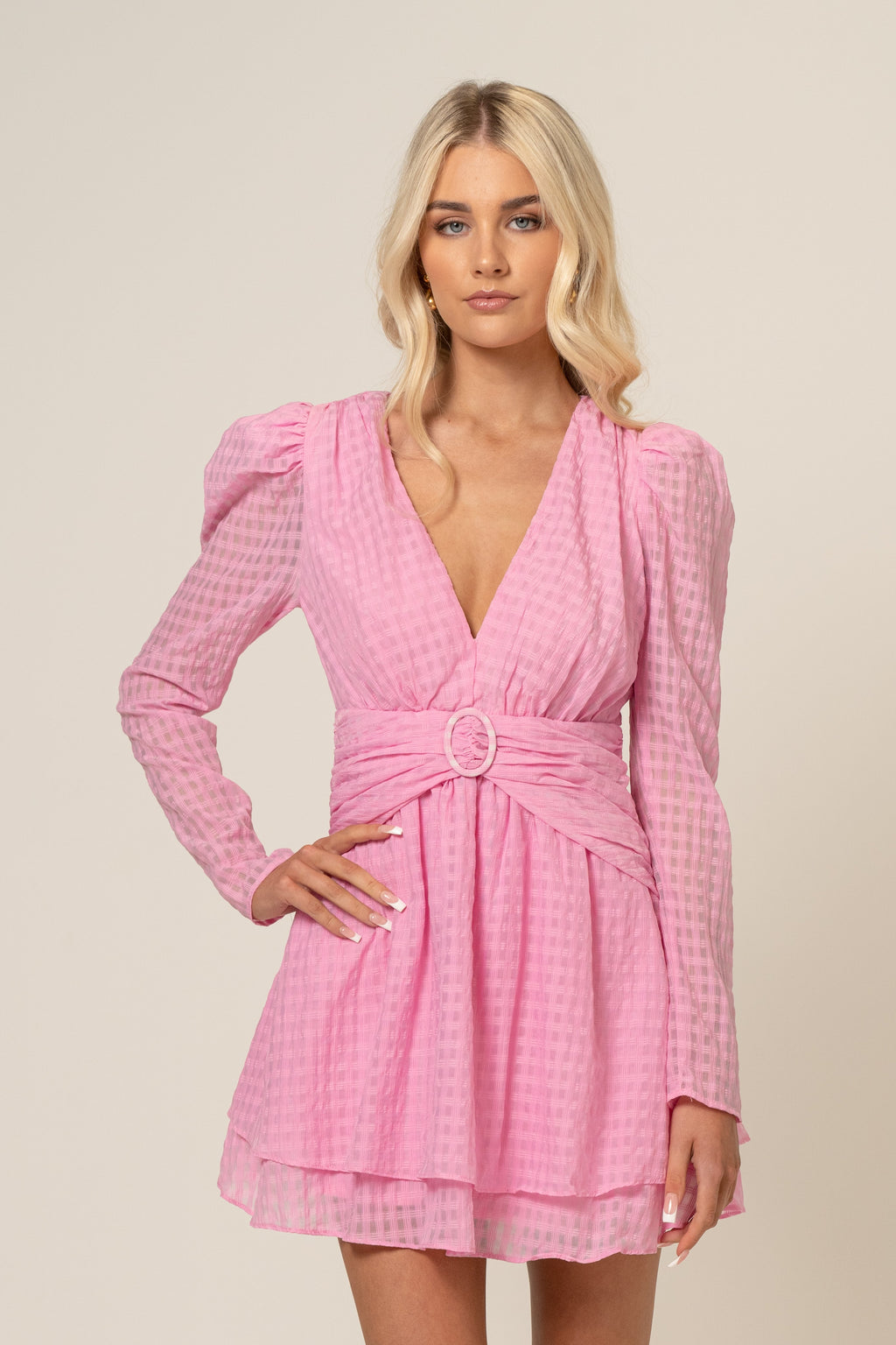 Cassidy Long Sleeve Pink Mini Dress
