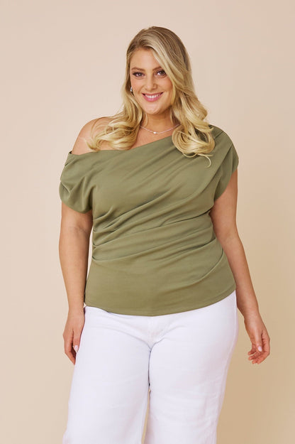 Roslyn Off Shoulder Top Olive