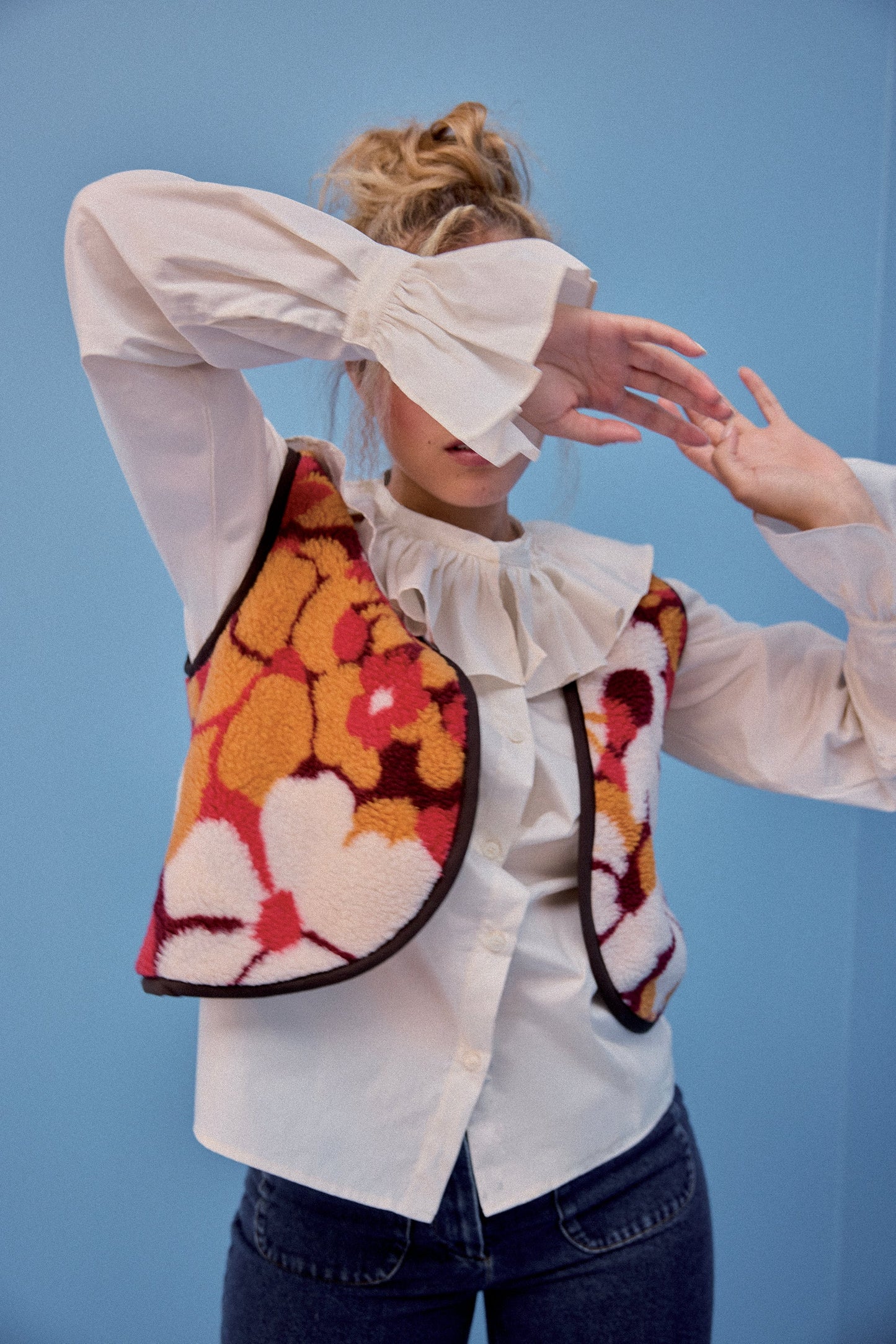GILET RAVEL MOUMOUTE FLEURS ORANGE
