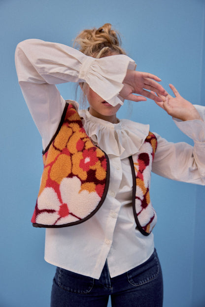 GILET RAVEL MOUMOUTE FLEURS ORANGE