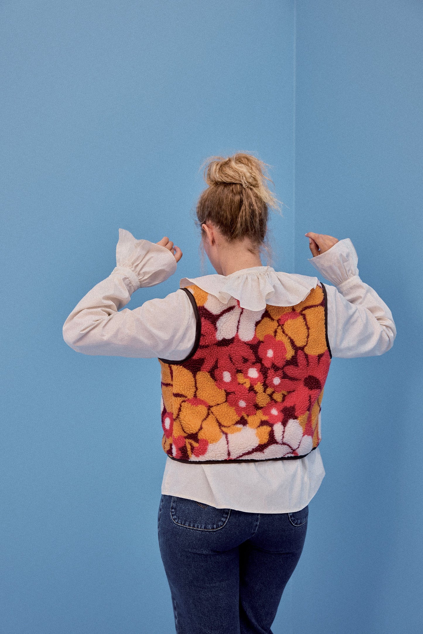 GILET RAVEL MOUMOUTE FLEURS ORANGE