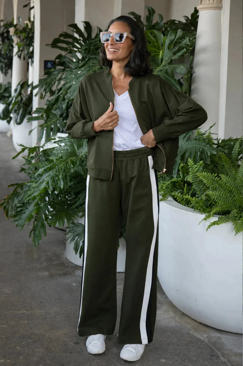 Ariana Side Stripe Jogger Olive
