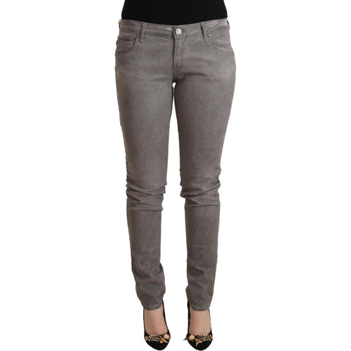 Acht Gray Cotton Low Waist Skinny Push Up Denim Jeans