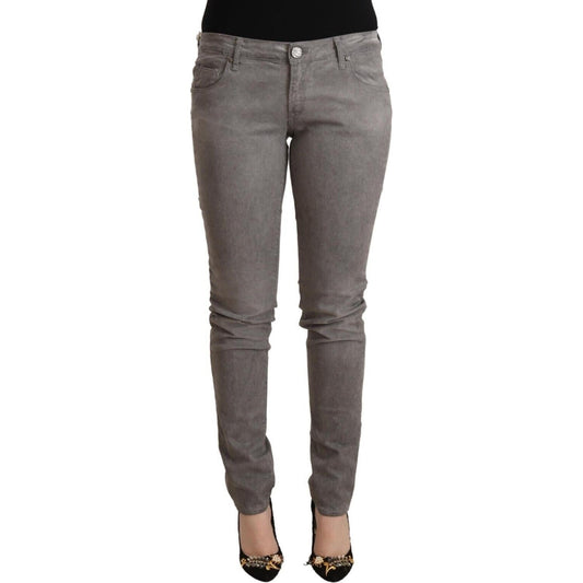 Acht Gray Cotton Low Waist Skinny Push Up Denim Jeans