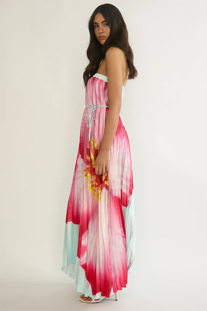Lauriella Strapless Accordion Pleat Maxi Dress Hibiscus Mint
