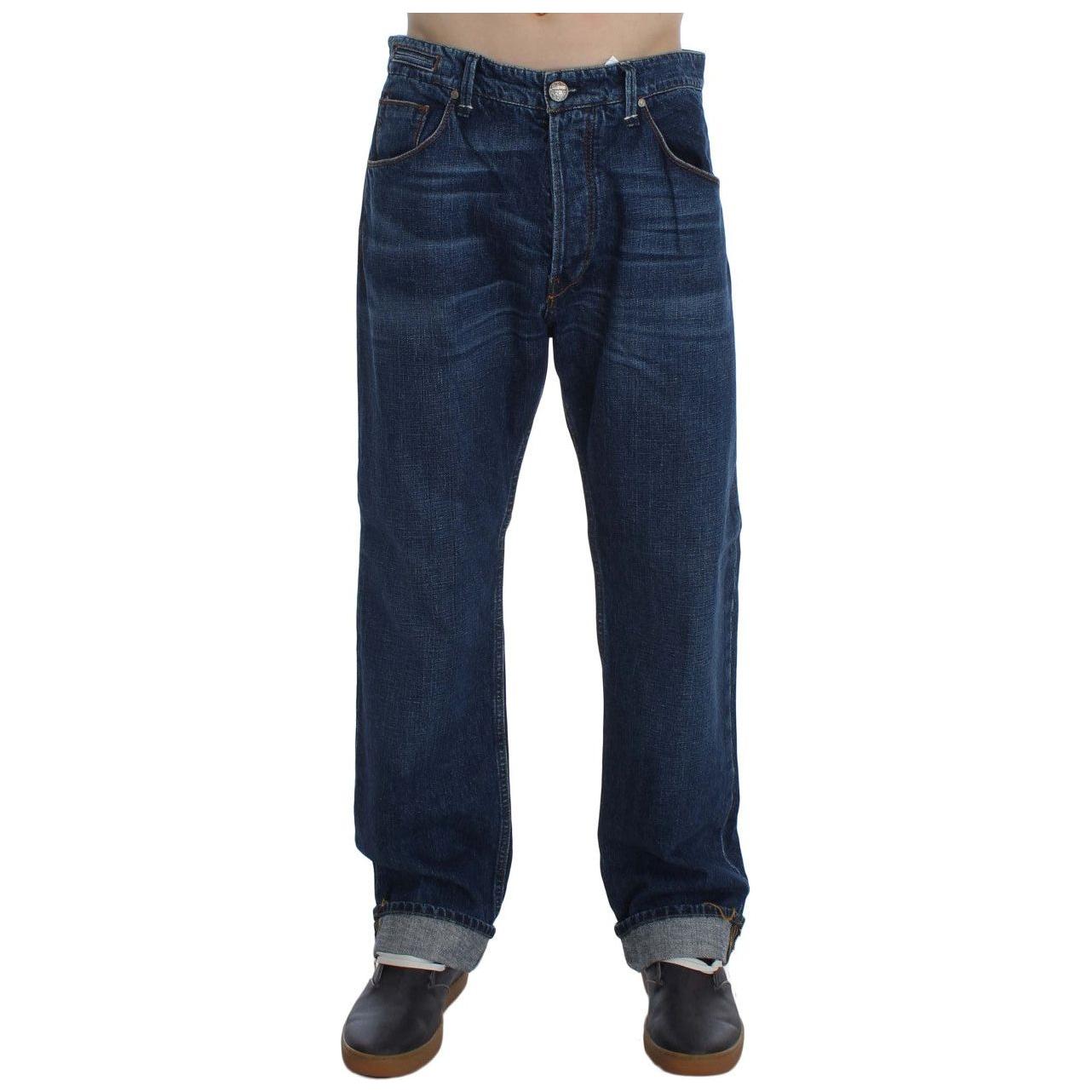 Acht Blue Wash Cotton Baggy Loose Fit Jeans