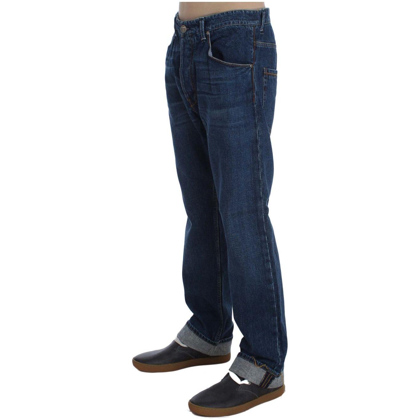 Acht Blue Wash Cotton Baggy Loose Fit Jeans