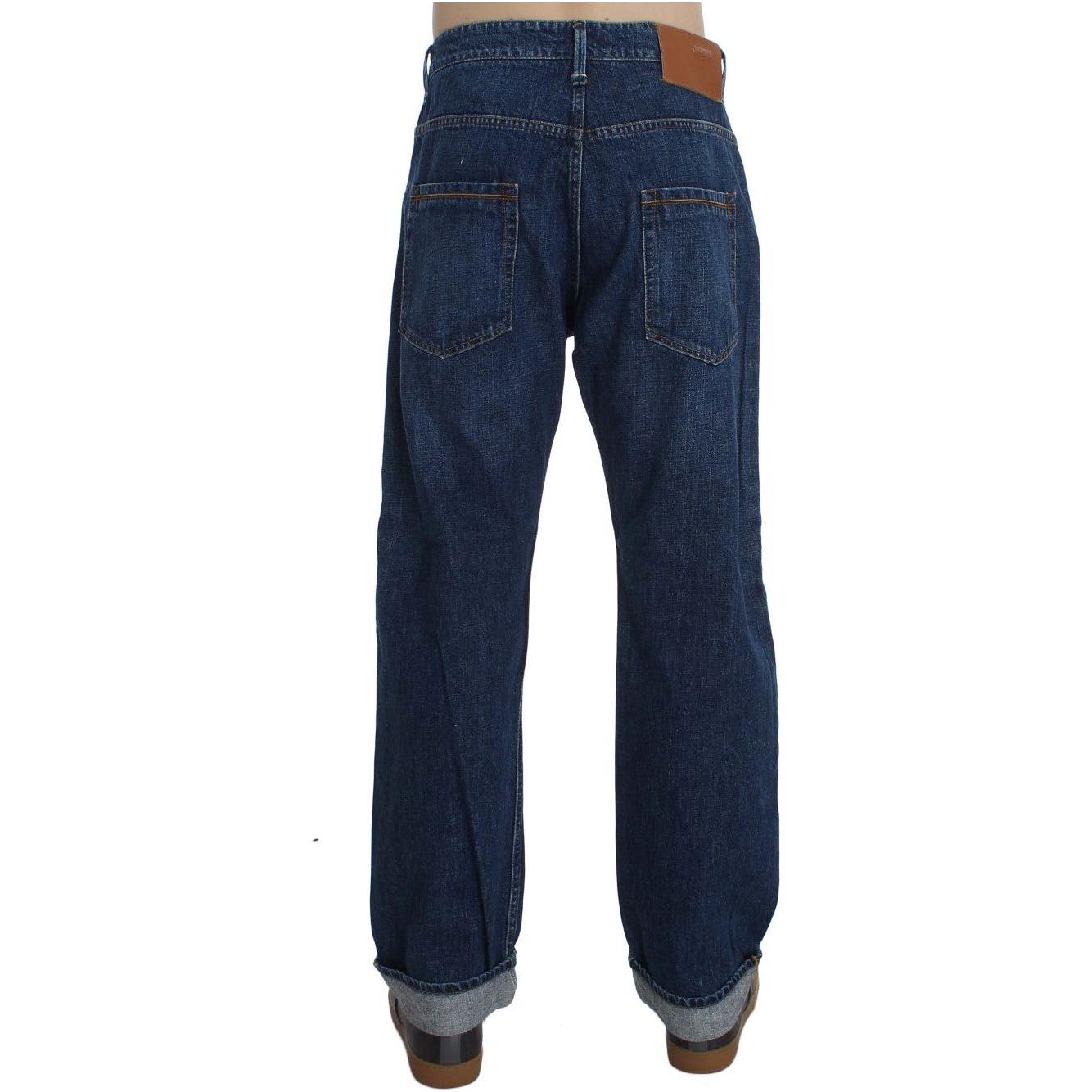 Acht Blue Wash Cotton Baggy Loose Fit Jeans