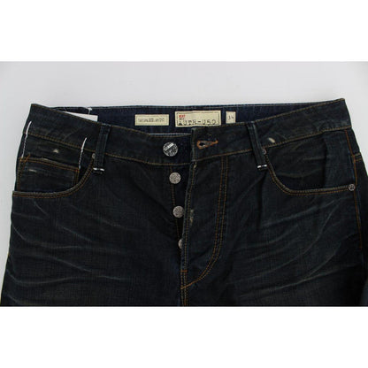Acht Blue Wash Cotton Denim Straight Fit Jeans
