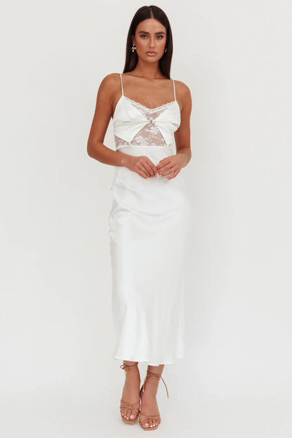 Impressions Lace Bodice Maxi Dress White