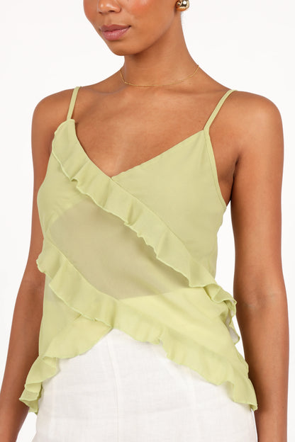 Gabrielle Ruffle Top - Meadow Green