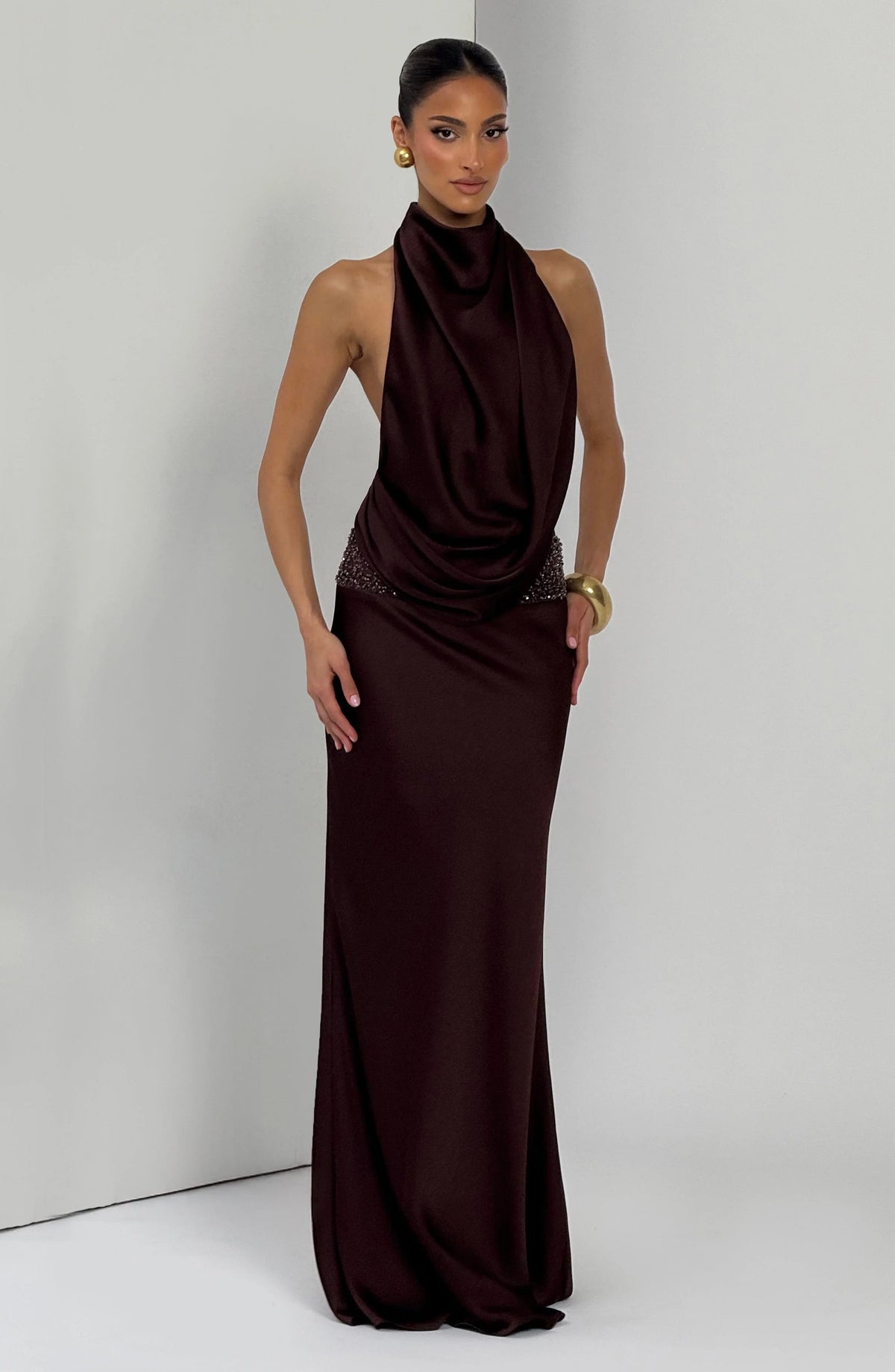 Armelle Maxi Dress - Plum Brown