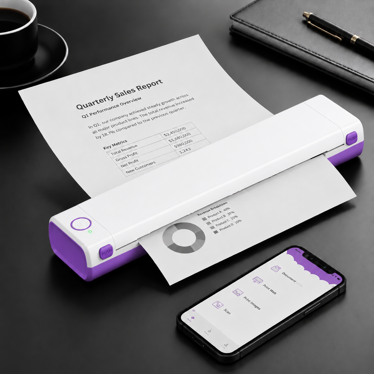 🔥Portable Printer Wireless, Compatible With Phone & Laptop