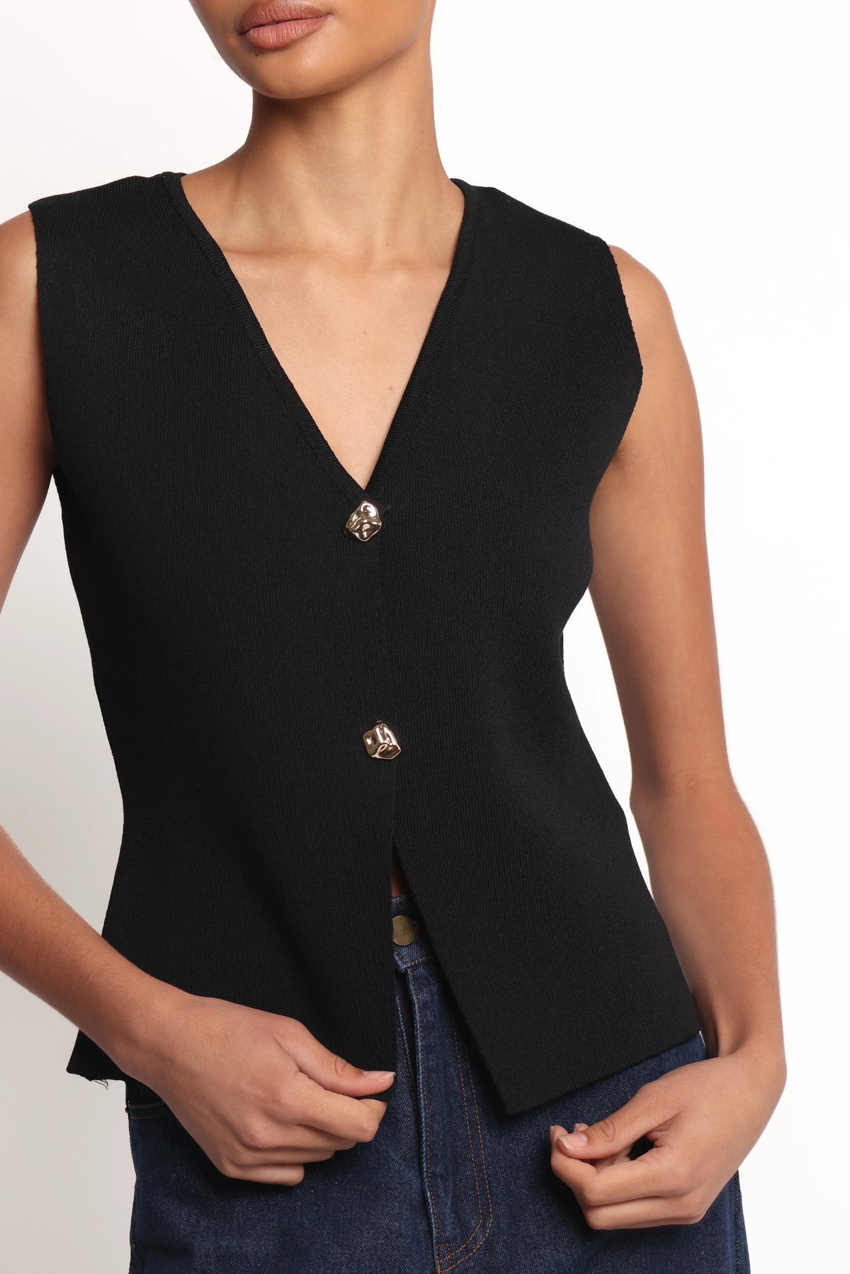 Everlee Knit Vest Top - Black