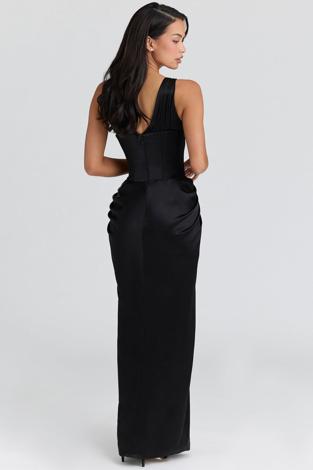 black satin hourglass maxi dress - limited edition