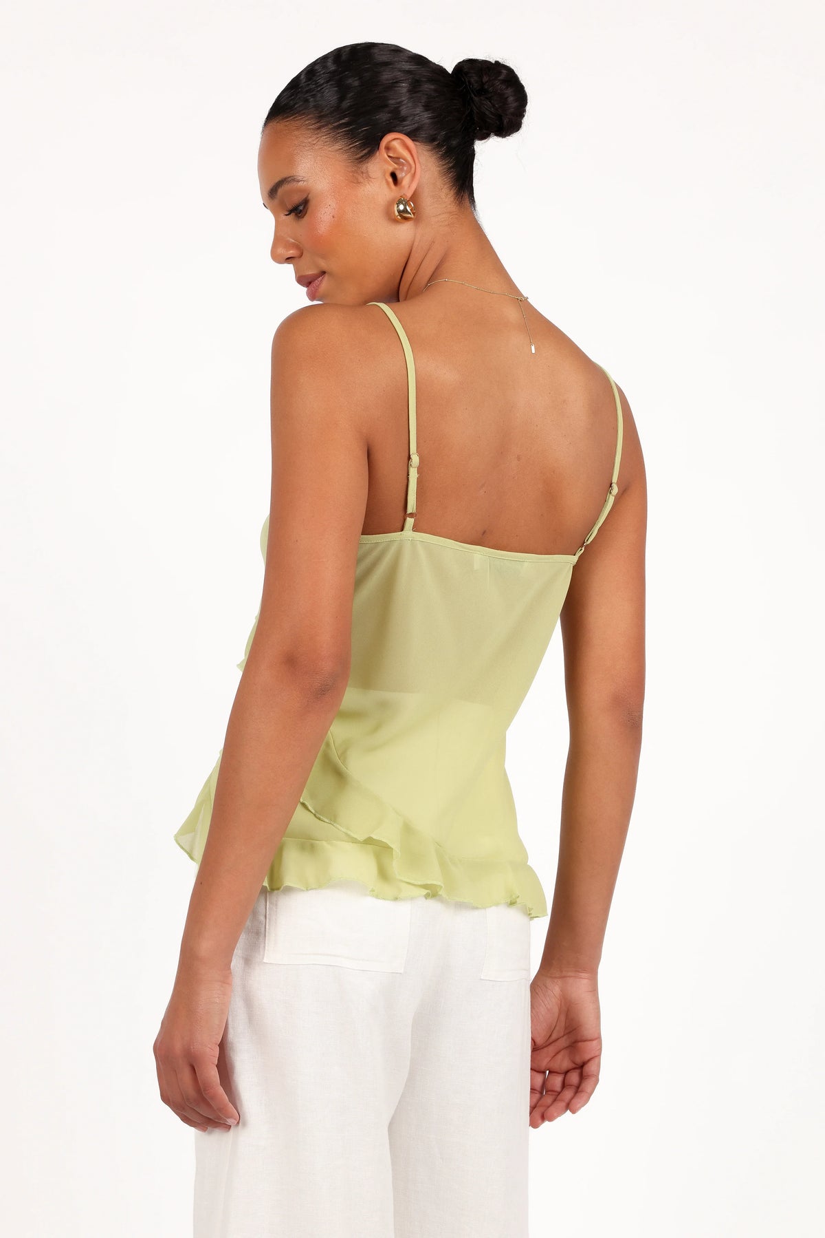 Gabrielle Ruffle Top - Meadow Green