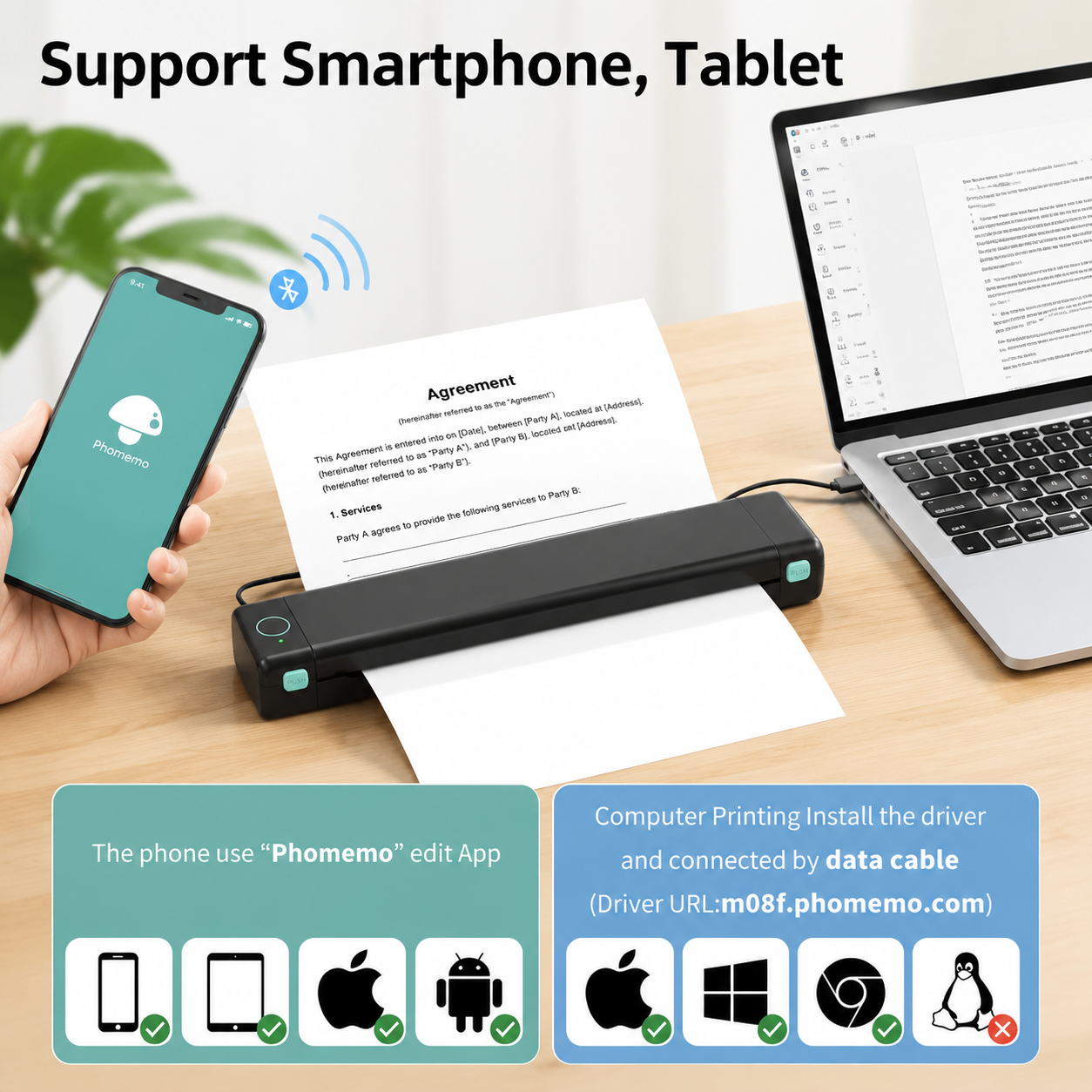 🔥Portable Printer Wireless, Compatible With Phone & Laptop