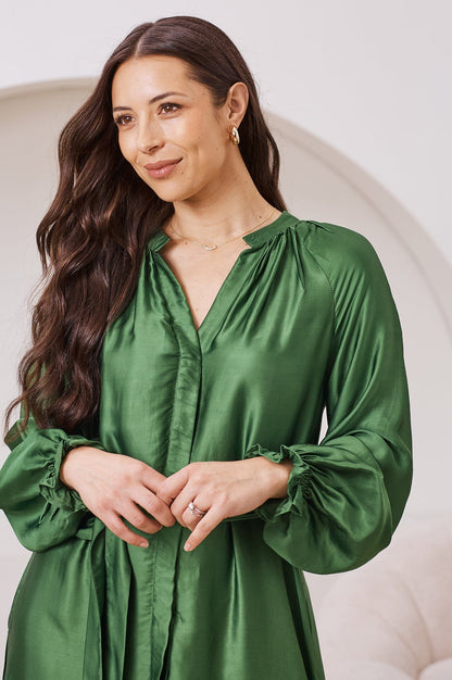 Sierra Long Sleeve Dress Emerald