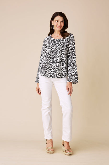Diana Long Sleeve Top Black and White