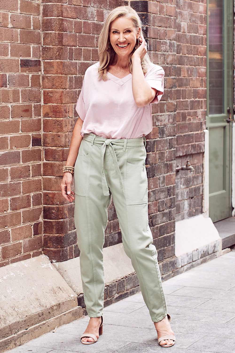 Sabrina Tie Waist Jeans Aloe