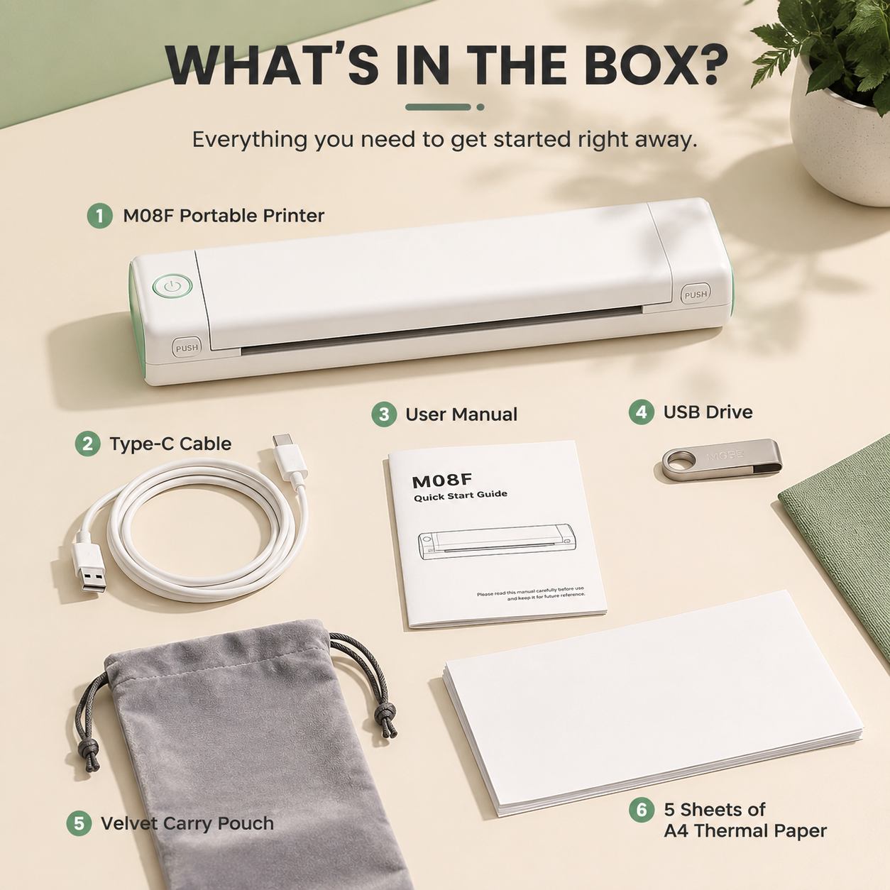 🔥Portable Printer Wireless, Compatible With Phone & Laptop