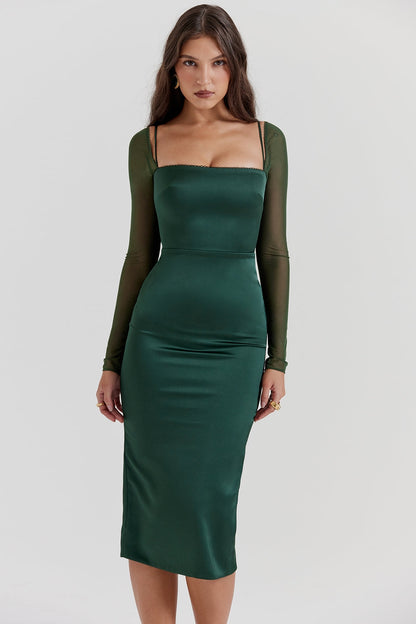 emerald green midi dress