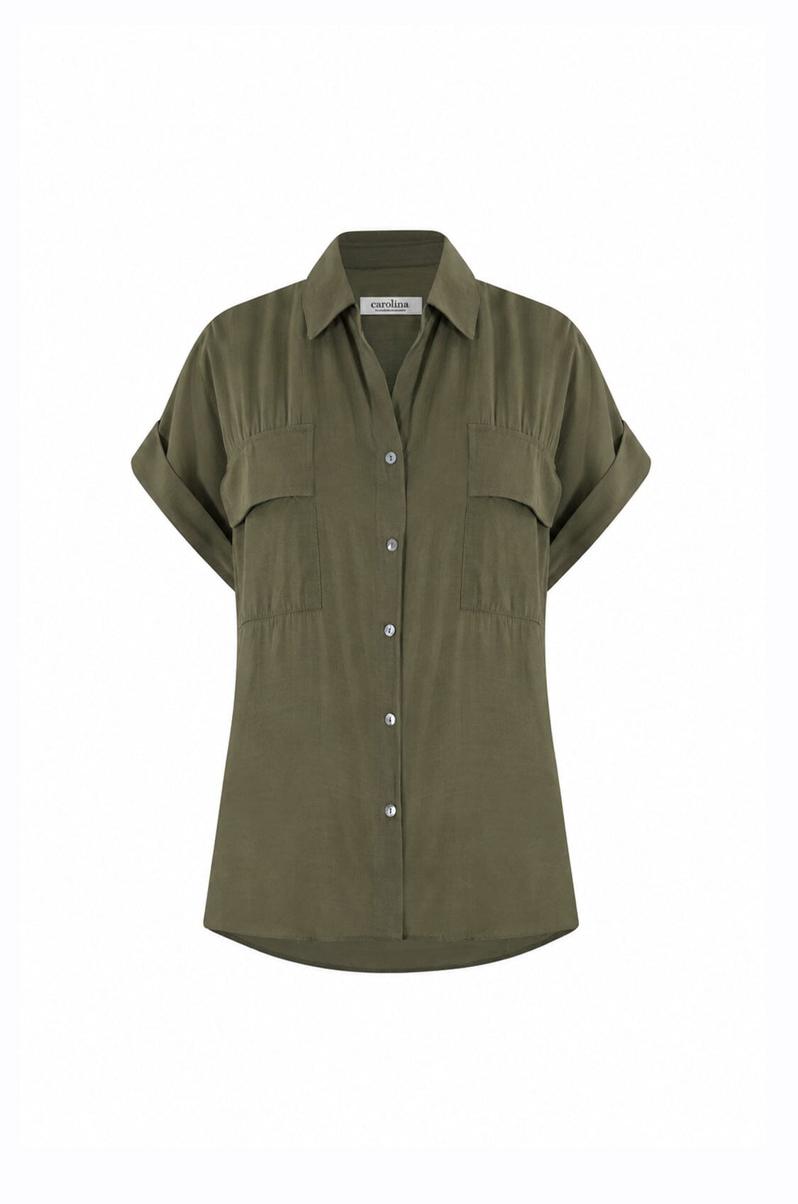 Vittoria Short Sleeve Collared V-Neck Shirt Olive