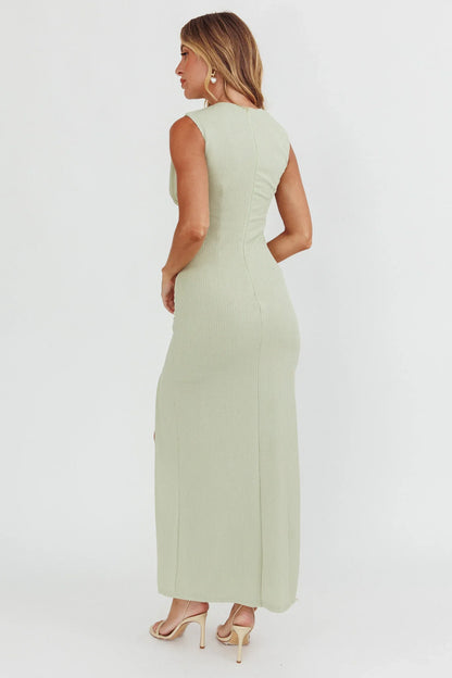 Daleela Asymmetric Neckline Maxi Dress Sage