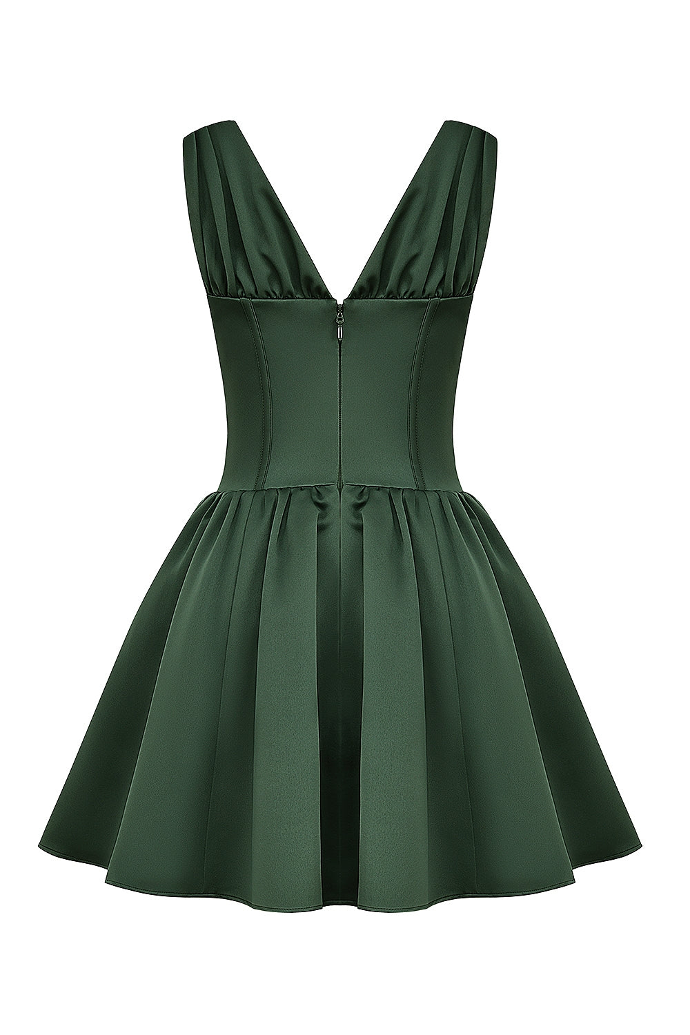 forest green satin mini dress