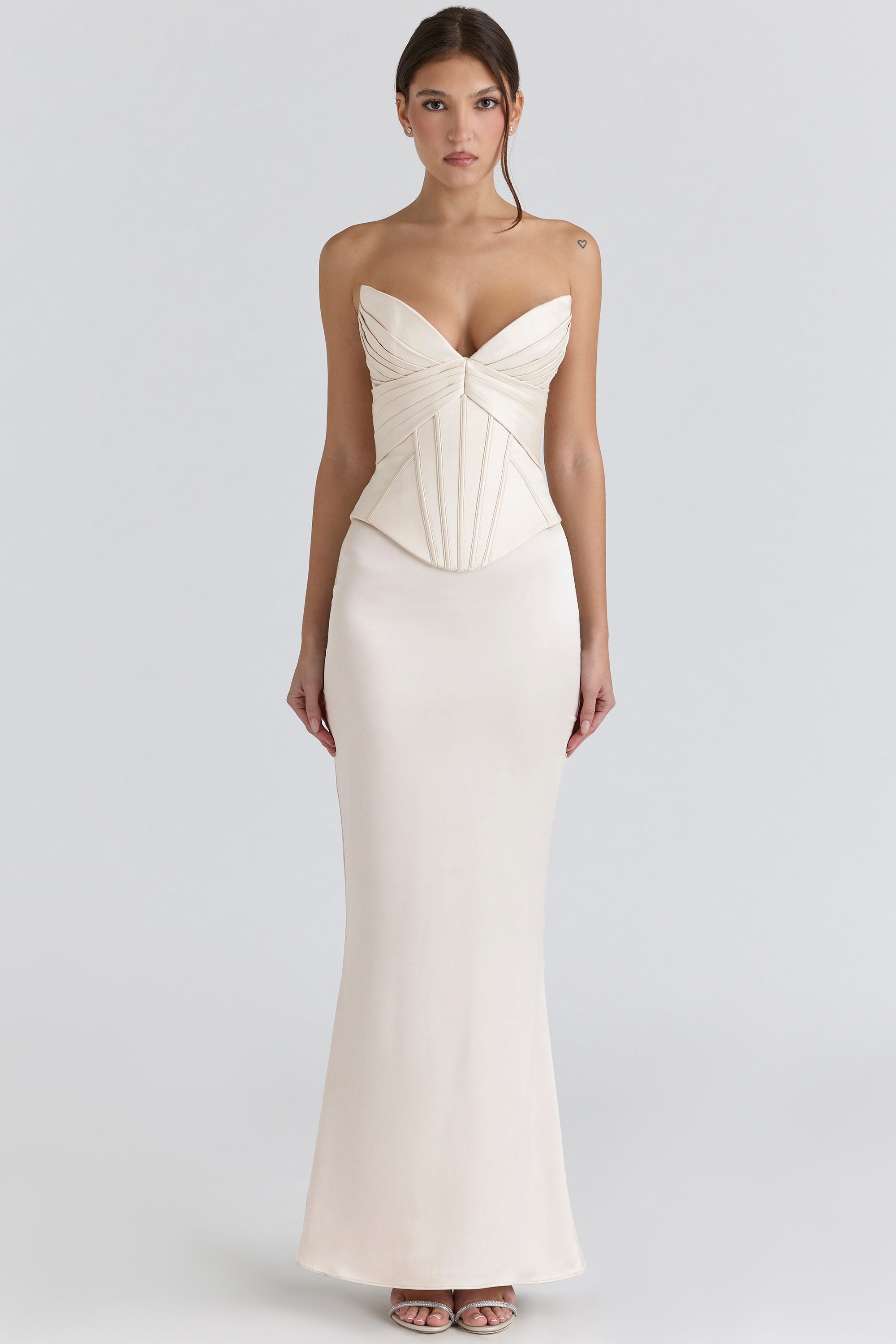 ivory satin corset maxi gown - limited edition