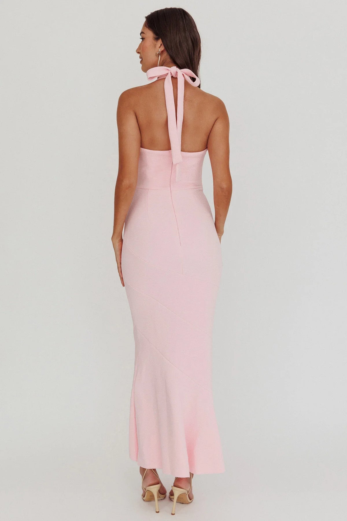 Fire Of Stars Halterneck Midi Dress Pink