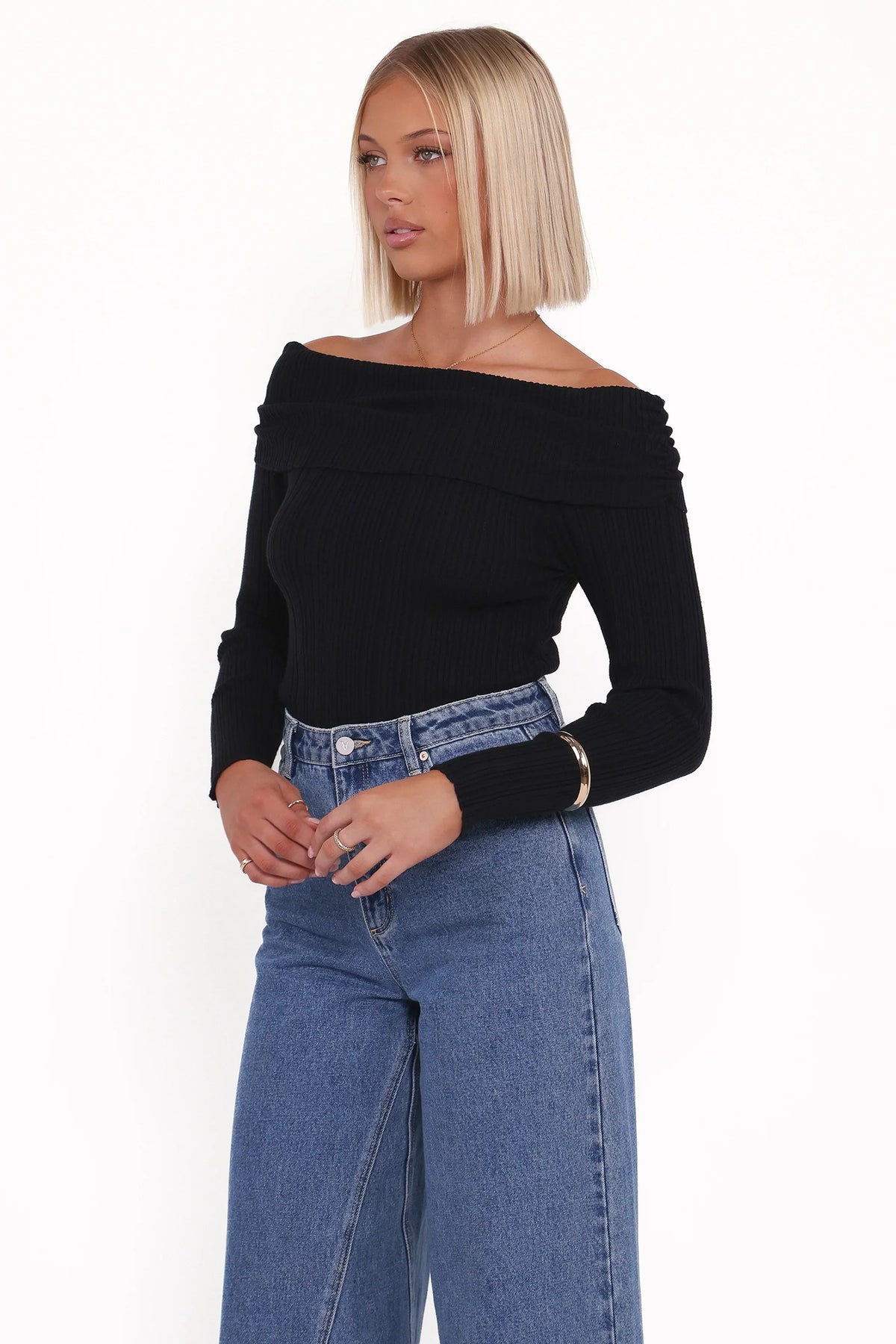 Junia Tie Back Knit Top - Black