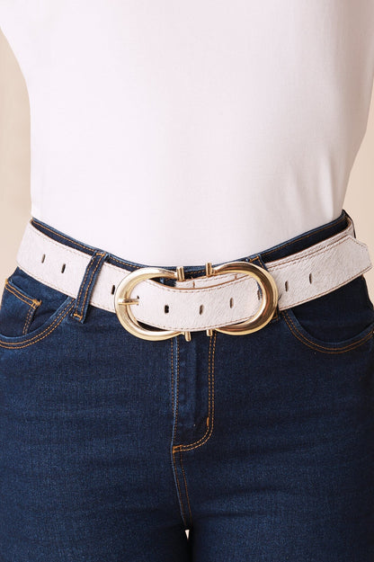Ivy Double Buckle Belt Natural Cowhide