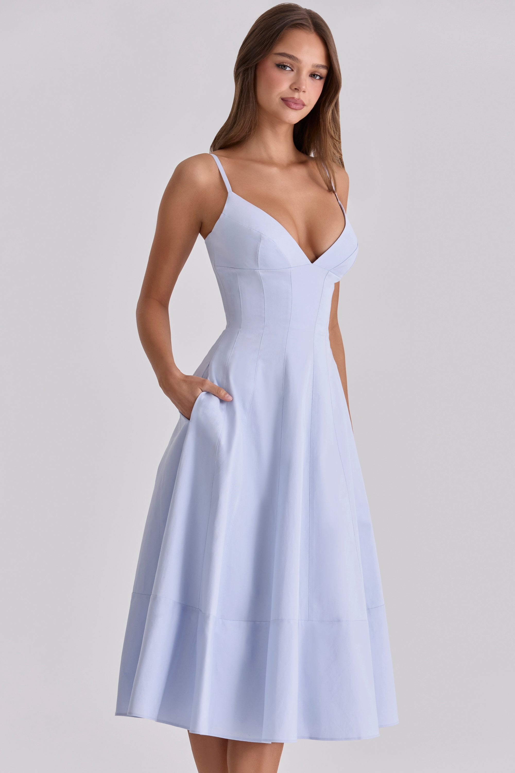 bluebell lace up cotton midi sundress