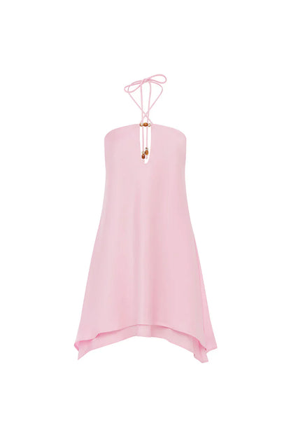 FREYA FLOWY HALTER MINI DRESS - PETAL