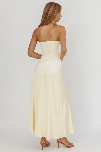 Star Avenue Strapless Drop Waist Maxi Dress Butter