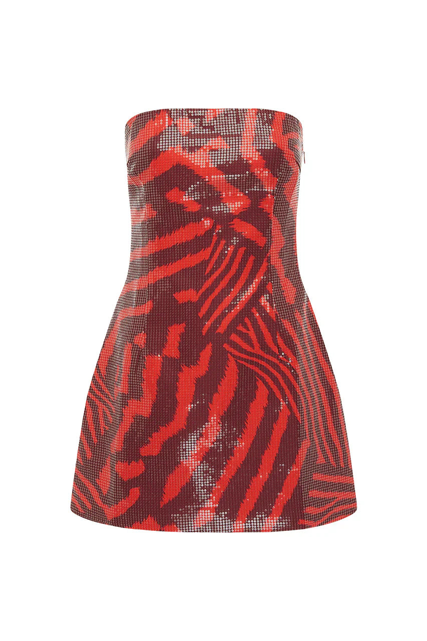 IBIZA STRAPLESS SEQUIN MINI DRESS - NOAH CHERRY