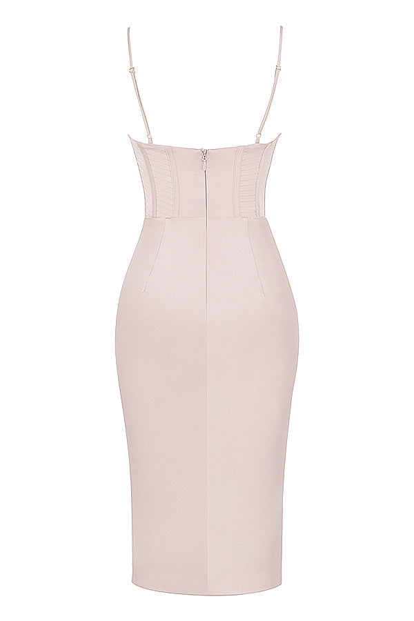 crystal satin corset midi dress