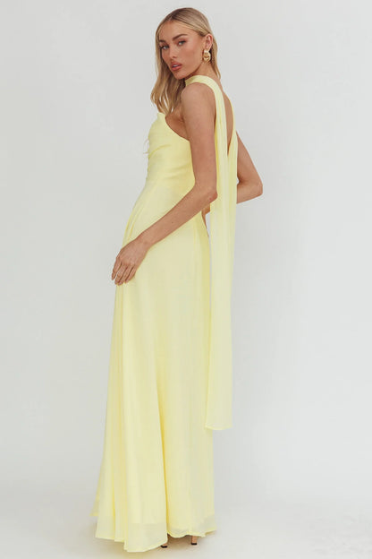 Kaycee Strapless Scarf Maxi Dress Yellow